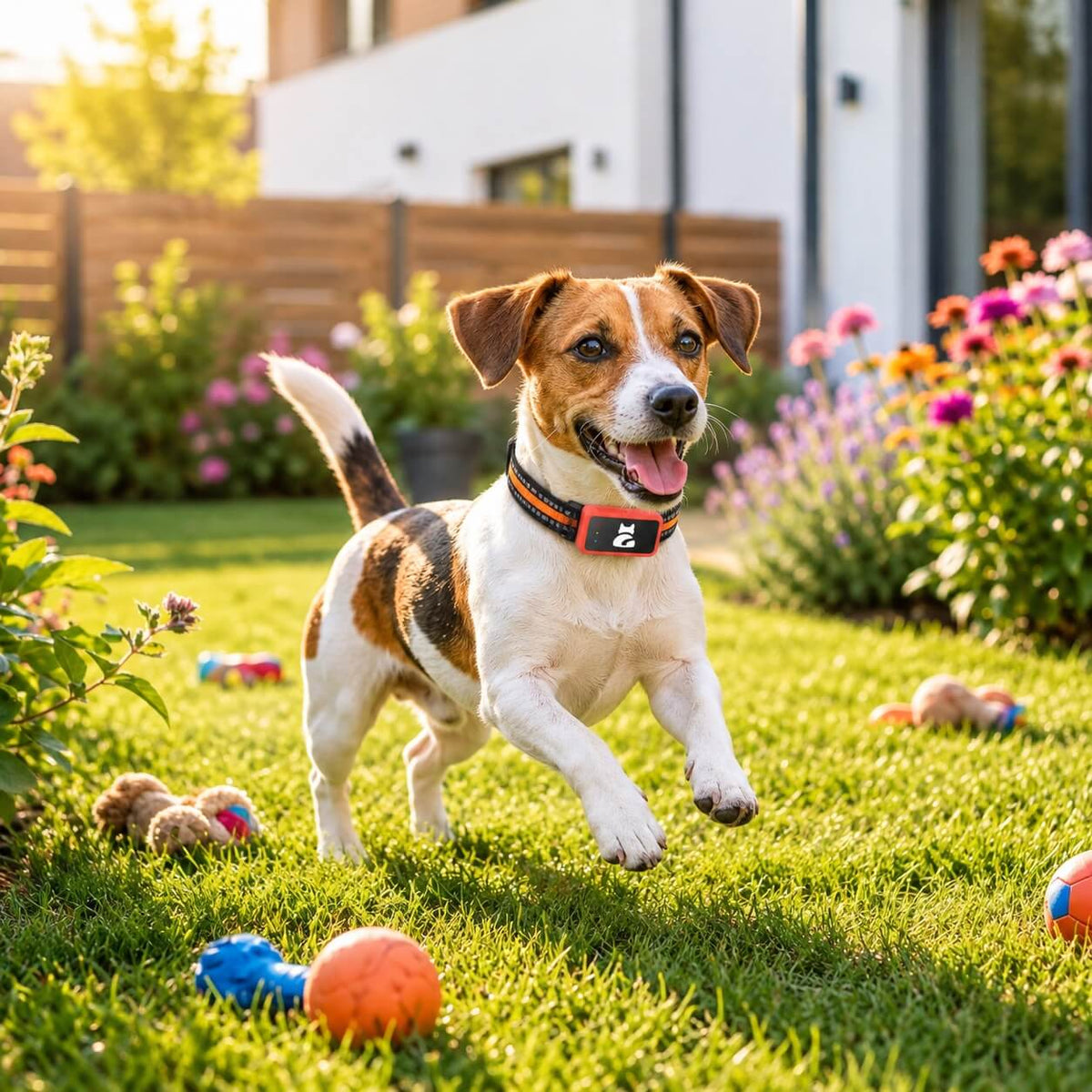 Collier GPS pour chien - SimpleFoundâą jouant dans la cours arriĂšre