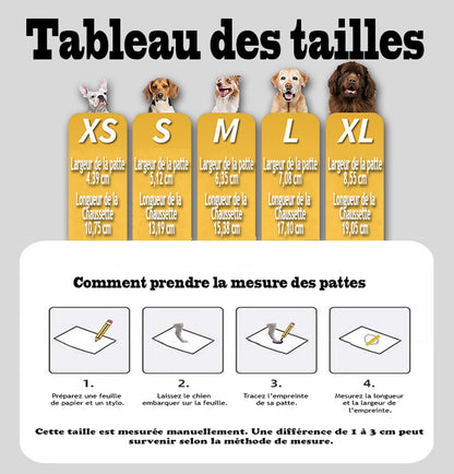 Chaussette pour chien - DoggyFauve™ tableau des tailles
