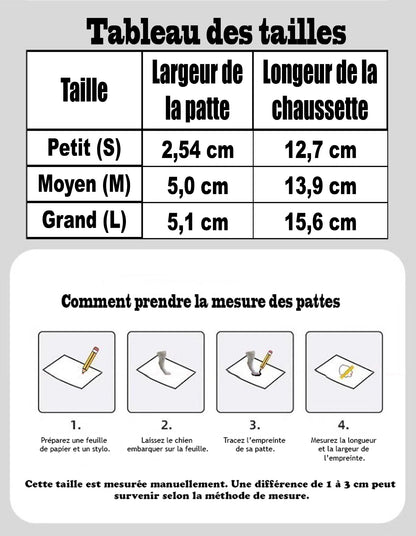 Chaussettes pour chien - CuttieSocks™ Tableau des tailles