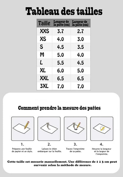 Chaussure Chien - SneakeryDog™ Tableau des tailles