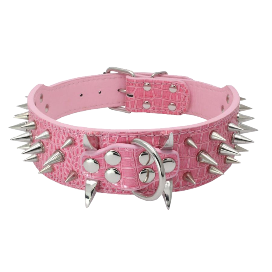 Collier chien - Spiky™ crocodile rose