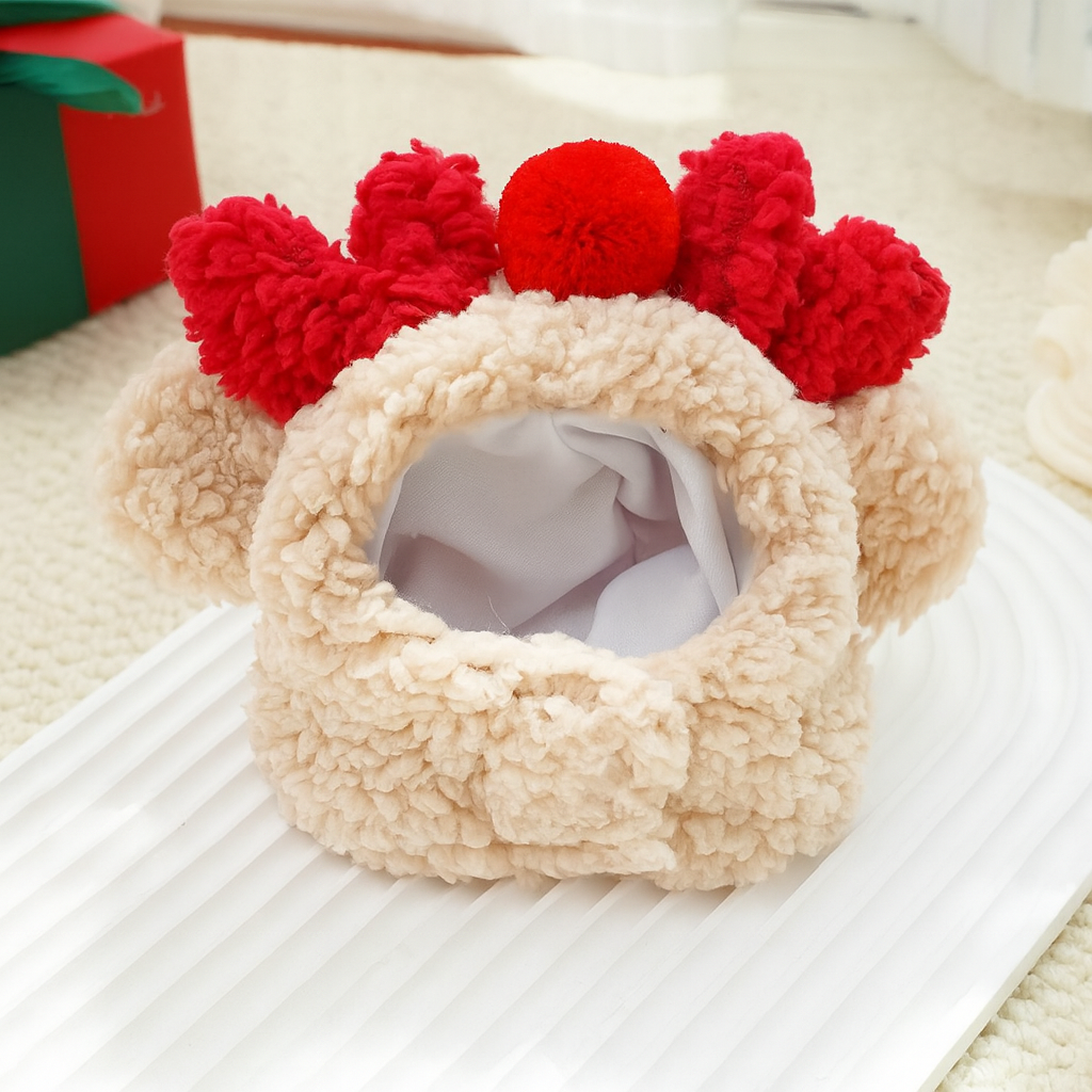 Déguisement chien - NoëlDog™ renne brun avec bois rouge