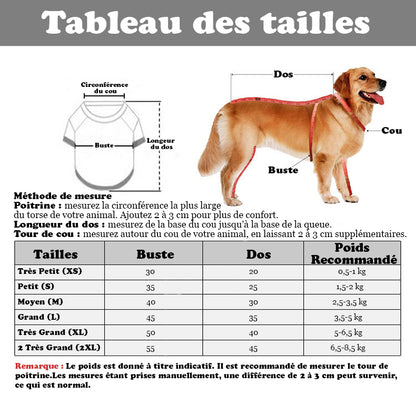 Déguisement chien - PréhistoriqueReptDog™ Tableau des tailles