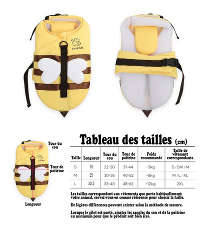 Gilet de sauvetage chien - BzzzDog™ tableau des tailles