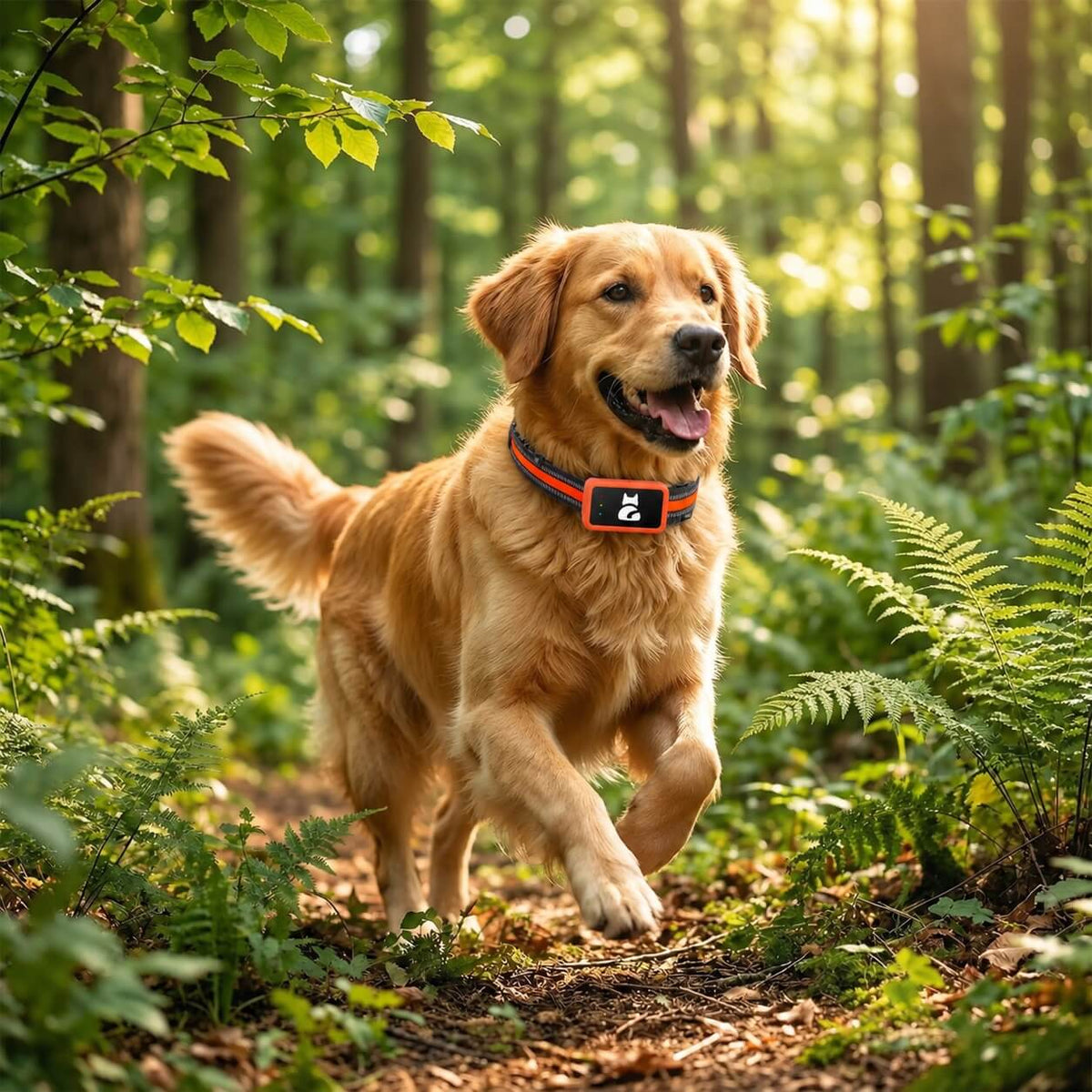Collier GPS pour chien - SimpleFound™ courant dans la forêt