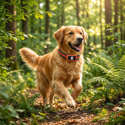 Collier GPS pour chien - SimpleFound™ courant dans la forêt