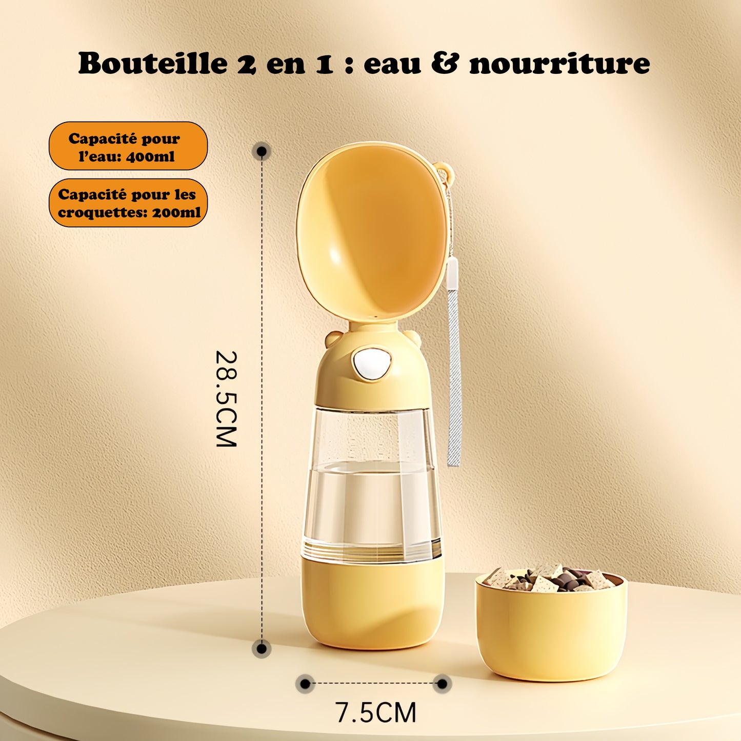 Gourde pour chien - Eat'N'Drink™ jaune 2 en 1