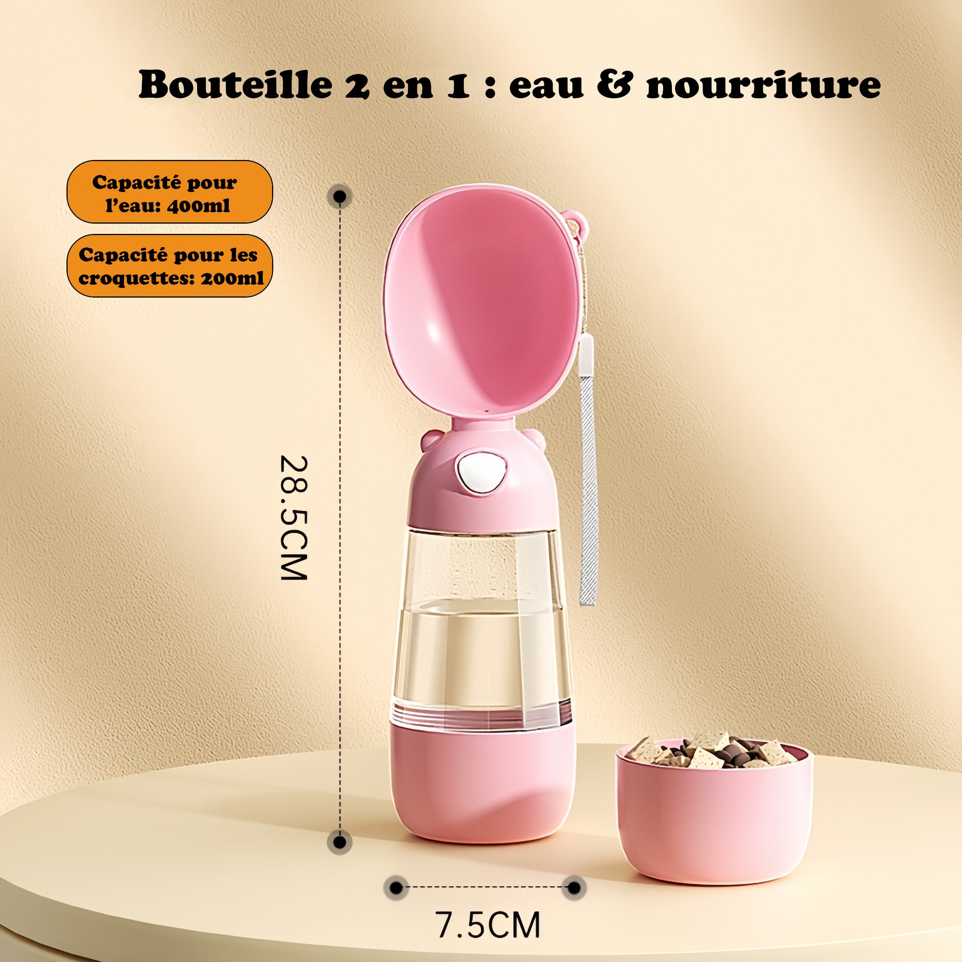 Gourde pour chien - Eat'N'Drink™ Rose 2 en 1