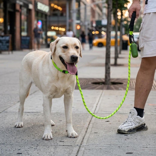 Laisse pour Chien corde - SuperLeash™ vert a la ville