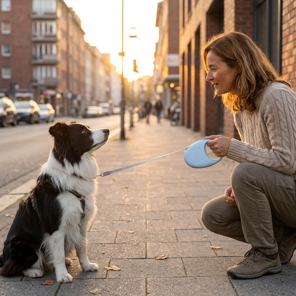 Laisse pour Chien Rétractable - FaçiLaisse™ a la ville