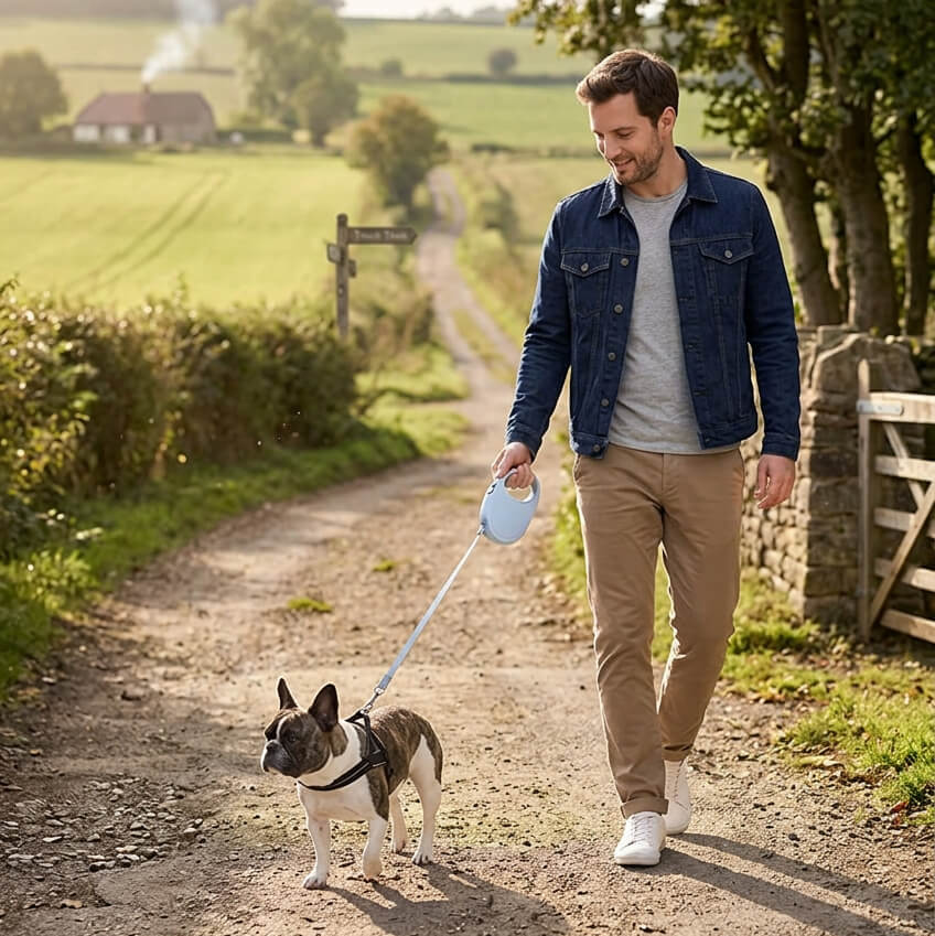 Laisse pour Chien Rétractable - FaçiLaisse™ a la campagne