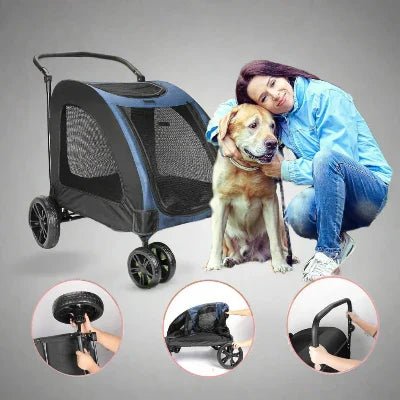 Poussette pour Chien - StrollyPet™ - Bleu - Ma Promenade avec Toutou