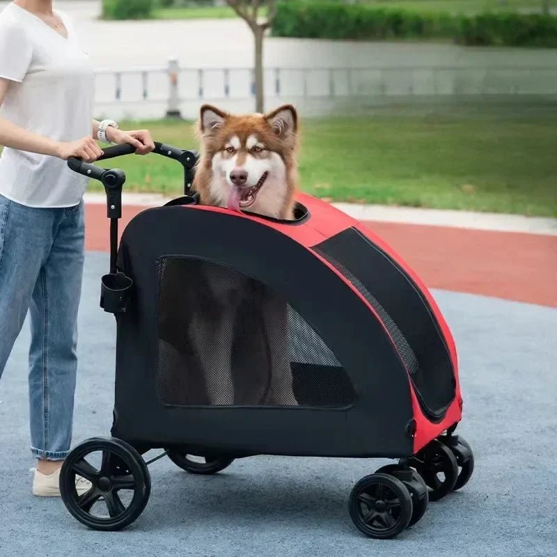 Poussette pour Chien - StrollyPet™ - Rouge - Ma Promenade avec Toutou