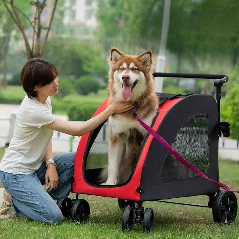 Poussette pour Chien - StrollyPet™ - Rouge - Ma Promenade avec Toutou