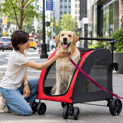 Poussette pour Chien - StrollyPet™ - Rouge